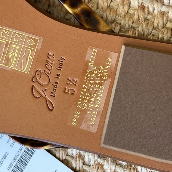 JCREW J.Crew SORENTO Leather Leopard Print Thong Sandals sz 5.5 ~ HONEY TORTOISE - Picture 3 of 8
